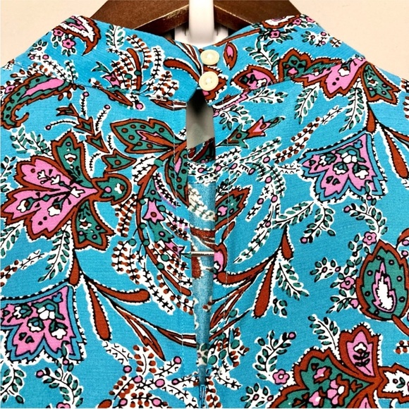 LOFT Bouquet Blue and Pink Floral Mock Neck Midi Dress. NWT - Picture 4 of 13